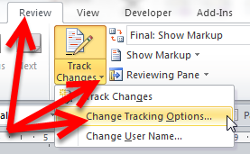 stop track changes pane from opening in windows for mac 2016